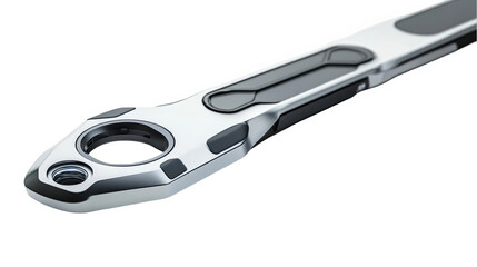 Obraz premium Modern sleek silver metal wrench tool design illustration 3d grey part on transparent background