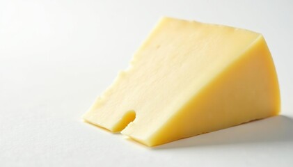 Close-up of sliced white cheese, clean white backdrop, diet, lunch