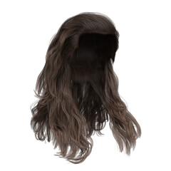 3d render medium brunette fashion curly hair isolated