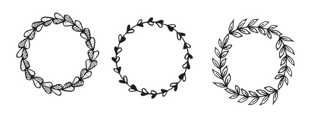 Set hand drawn wedding album ornaments 