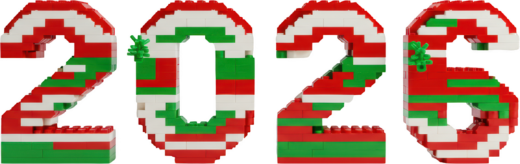 Festive 2026 New Year s Design Brick Number Countdown