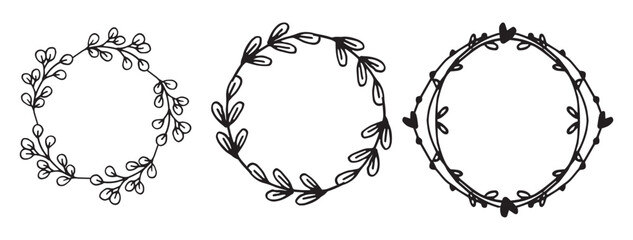 Set hand drawn wedding album ornaments 