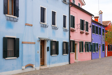 Colorful houses on Burano island Italy