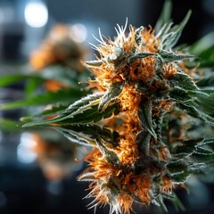 Cannabis Nug Reflection with Sharp Crystal Trichomes