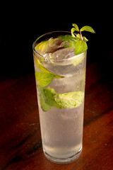 mojito drink with mint angled ice