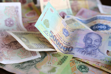 Vietnamese dong banknotes. Money concept