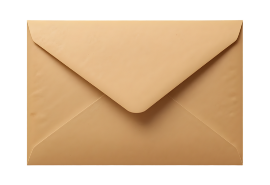 Single Closed Brown Kraft Envelope Isolated on White for Mail Concepts: Blank Stationery Item Imagery: Envelope, Brown, Kraft, Isolated, White, Mail, Stationery, Blank.