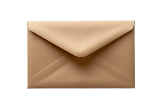 Single Closed Brown Kraft Envelope Isolated on White for Mail Concepts: Blank Stationery Item Imagery: Envelope, Brown, Kraft, Isolated, White, Mail, Stationery, Blank.