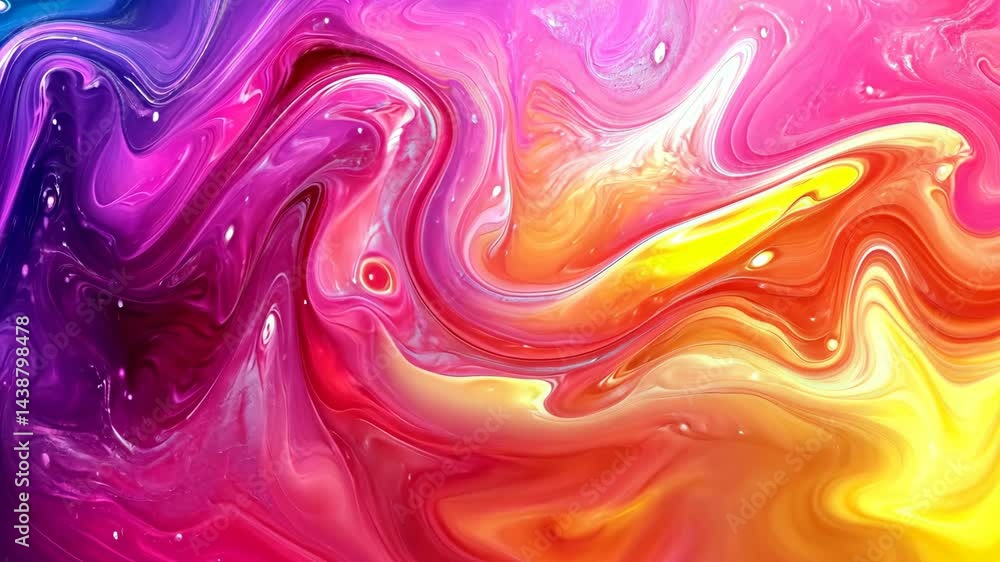 Poster vibrant abstract paint swirl transitions: dynamic color movement in fluid patterns