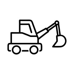 Fototapeta premium Backhoe loader machinery, icon, vector
