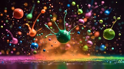 Vibrant Rainbow Paint Explosions Abstract Background