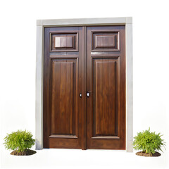 wooden door with green grass