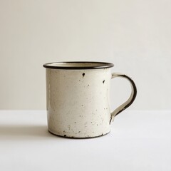 Simple cream mug with dark rim