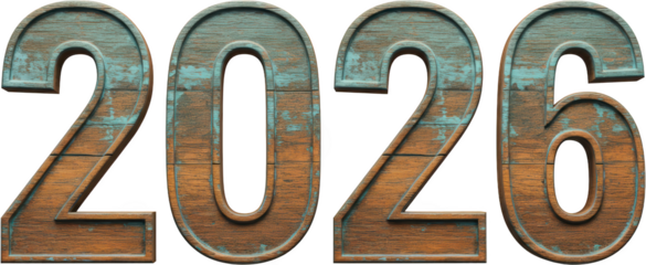 Rustic Wooden Numbers 2026 Grunge Texture Vintage Year New Year s Design