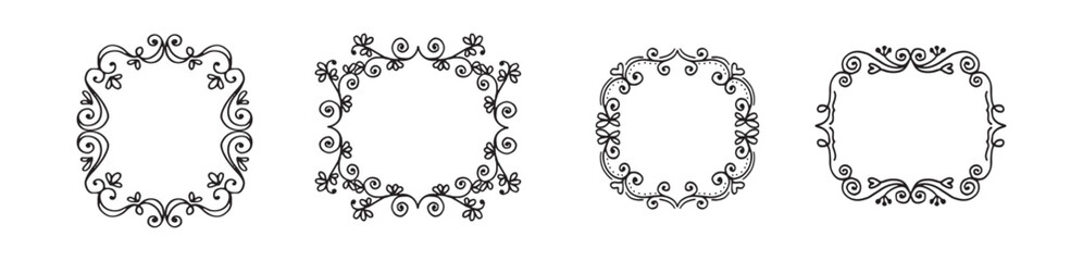 Set hand drawn wedding album ornaments