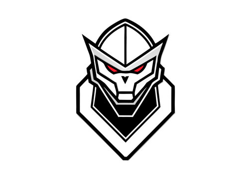 Cybernetic Vanguard: An intricately crafted emblem of a stoic cybernetic warrior, poised and watchful, hinting at power and futuristic resilience.