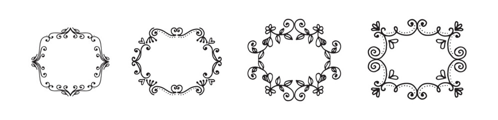 Set hand drawn wedding album ornaments