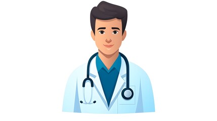 Fototapeta premium Physician Vector Icon: Professional Flat Soft Blue Symbol Graphics for Medical Websites & Apps
