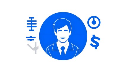 Professional Currency Trader Icon in Flat Glyph Style for Financial Websites