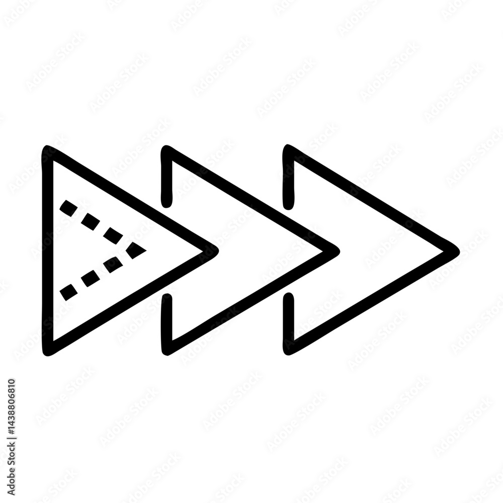 Poster fast forward arrows icon for delivery speed and efficiency