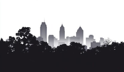 Naklejka premium City skyline silhouette with trees