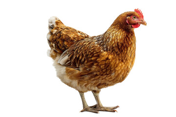 Fototapeta premium Beautiful brown hen isolated on studio shot egg bird farm fowl legs beak on transparent background