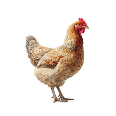 Fototapeta premium Detailed illustration of a brown hen isolated on leg eye art bird farm on transparent background