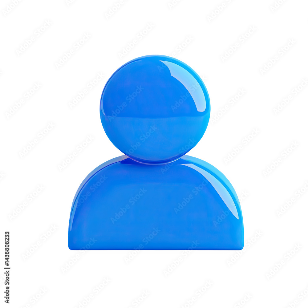 Aufkleber shiny blue 3d user profile icon digital avatar graphic design element web on transparent background
