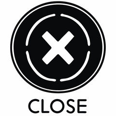 Obraz premium Close button with cross icon in black silhouette