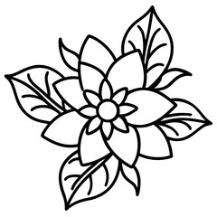 Modern Boho Floral Doodles Vector on White