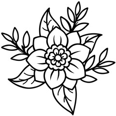 Modern Boho Floral Doodles Vector on White