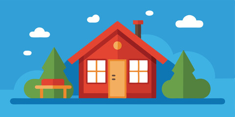 Charming Tiny Cartoon Cabin Indoor Scene for Vector Illustration