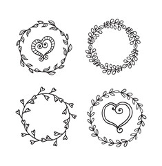 Set hand drawn wedding album ornaments