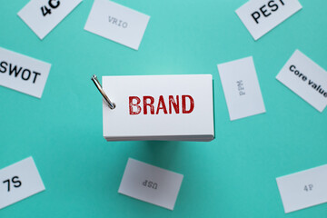 There is word card with the word BRAND. It is as an eye-catching image.