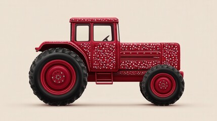 Red vintage tractor isolated against bright minimalistic background showcasing rustic agriculture technology farming history agricultural machinery rural farm transportation equipment and