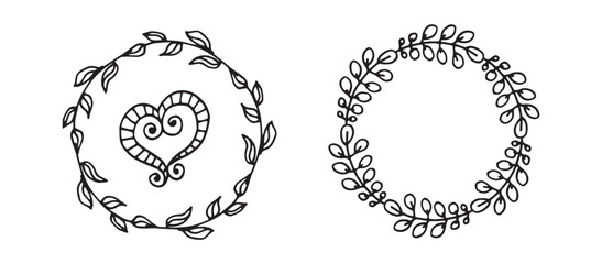 Set hand drawn wedding album ornaments