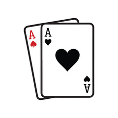 Blackjack poker cards line art icon for apps and websites