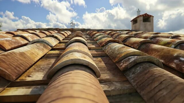 Roof tiles for home construction, a durable and aesthetically pleasing choice for shelter and protection. Ai Generated.