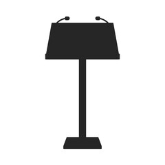 Modern rostrum, podium or lectern icon from behind for public speaking in silhouette vector