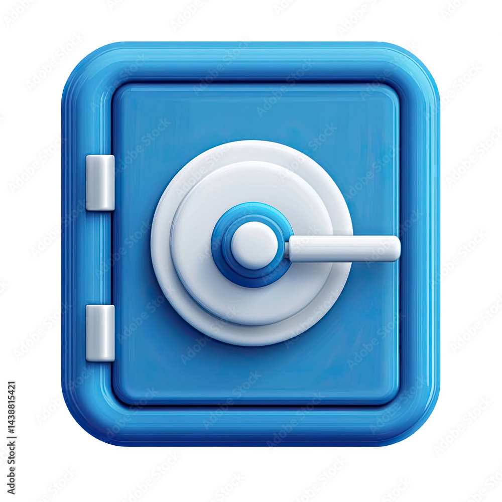 Aufkleber blue shiny safe box icon digital security protection 3d ui ux app lock on transparent background