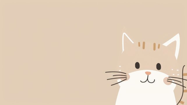 Cute cartoon cat pet in playful expression with copy space. Delightful kitten charming by innocent eyes of kid create adorable scene perfect for a child friendly or cheerful background design. AIG53.