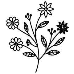 Rustic Floral Vector Set on White