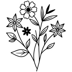 Rustic Floral Vector Set on White