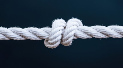 Close-Up View of an Artistic White Rope Knot on a Dark Background