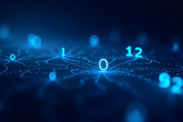 Digital background with glowing numbers over dark