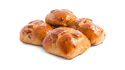 Easter Hot Cross Buns isolated on a white background