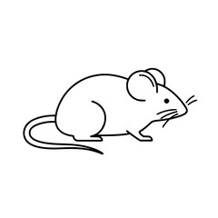 Cartoon mouse Line Icon - Simple Vector Outline in minimalistic black and white design 