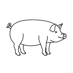 Fototapeta premium Pig Line Icon - Simple Vector Outline in minimalistic black and white design