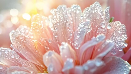 Sparkling Water Droplets on Pink Flower Petals in Sunlight - Powered by Adobe