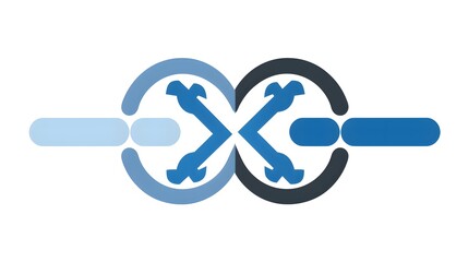 Dollar Virtual Links Glyph Icon: A Flat Bicolor Blue Symbol for Virtual Currency Transactions